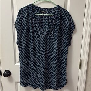 Black and Blue Patterned Women's Top